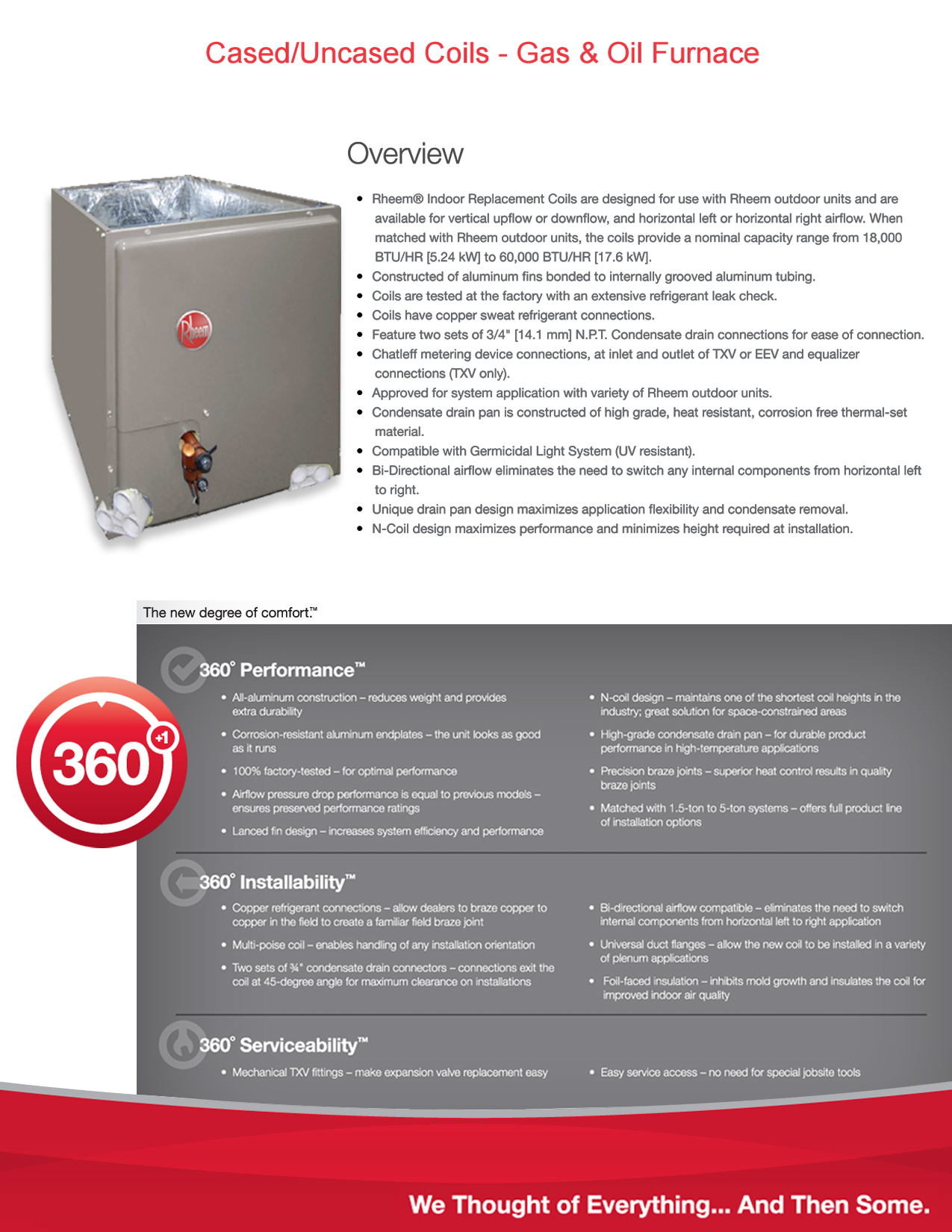 3.5 Ton Rheem 15 SEER Dual Fuel Heat Pump Up To 100K BTU System RP1542BJ1NA, 80% or 95+% Furnace, RCF4821STAMCA (T)